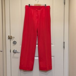 1970s Simpsons Sears L/XL Bright Red Crease Front Cuff Trousers - SEE SIZE NOTES